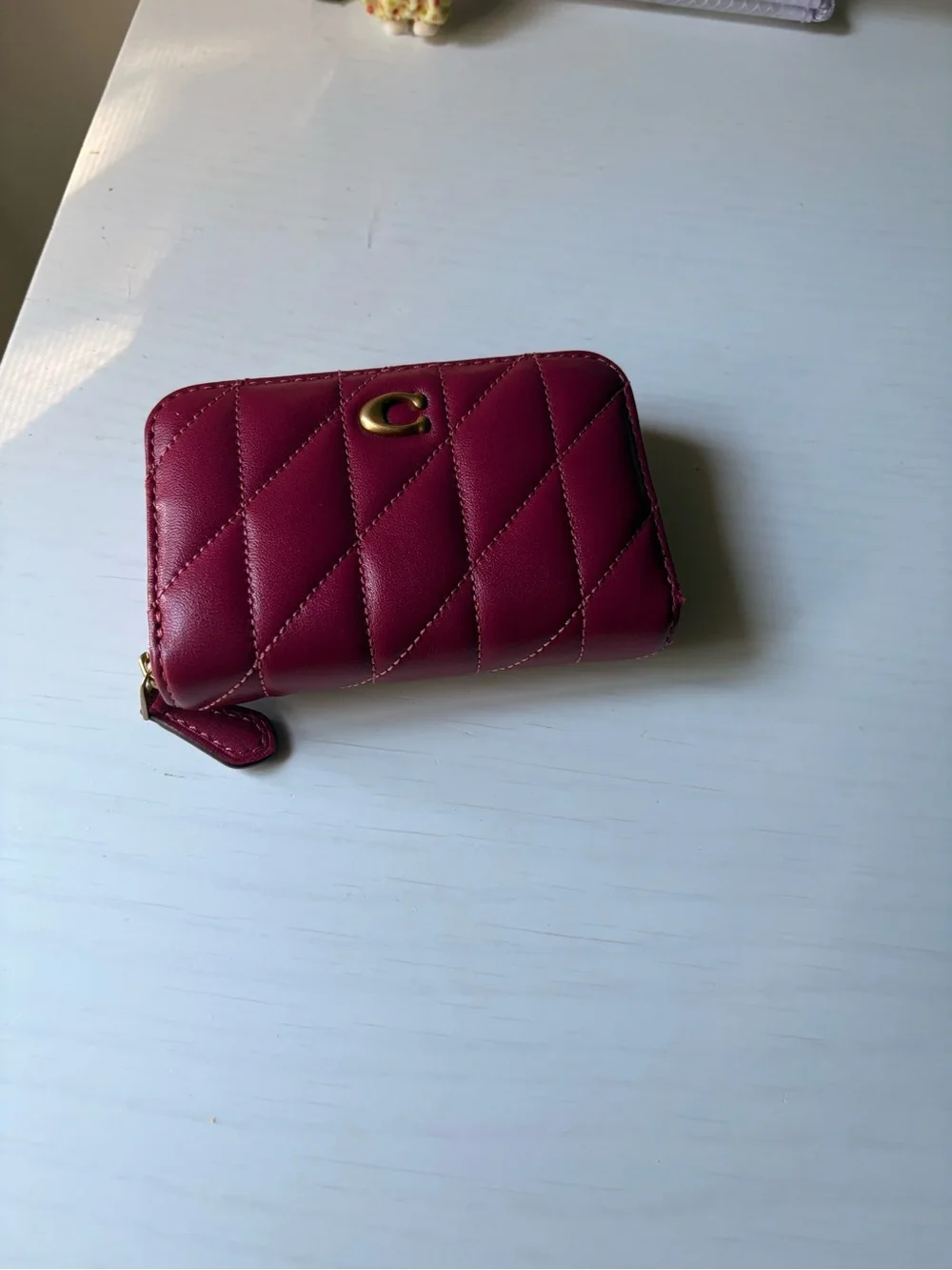 Coach Quilted Zip Around Card Case Wallet